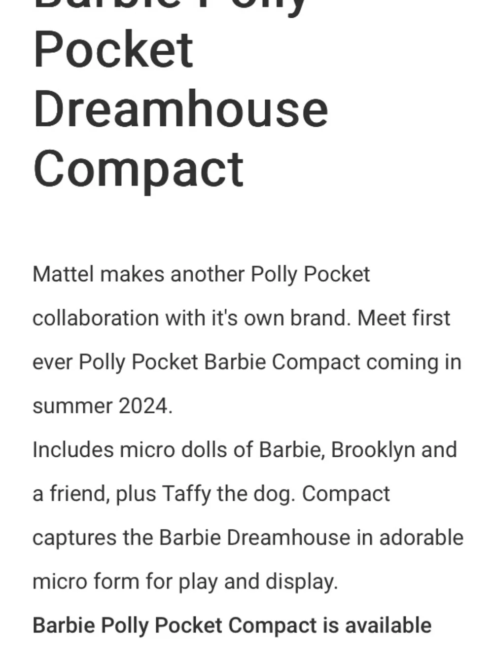 Poly Pocket Barbie Dream House Mini Playset Compact Dollhouse - Pink Mattel